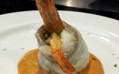 Deliciosa receta de popietas de lenguado en salsa de langostinos
