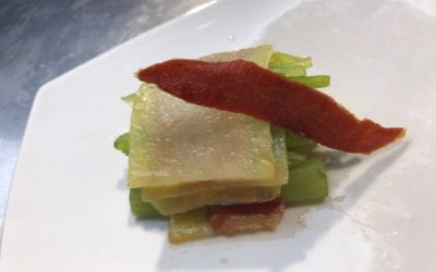 Receta de milhojas de borraja, patata y jamón