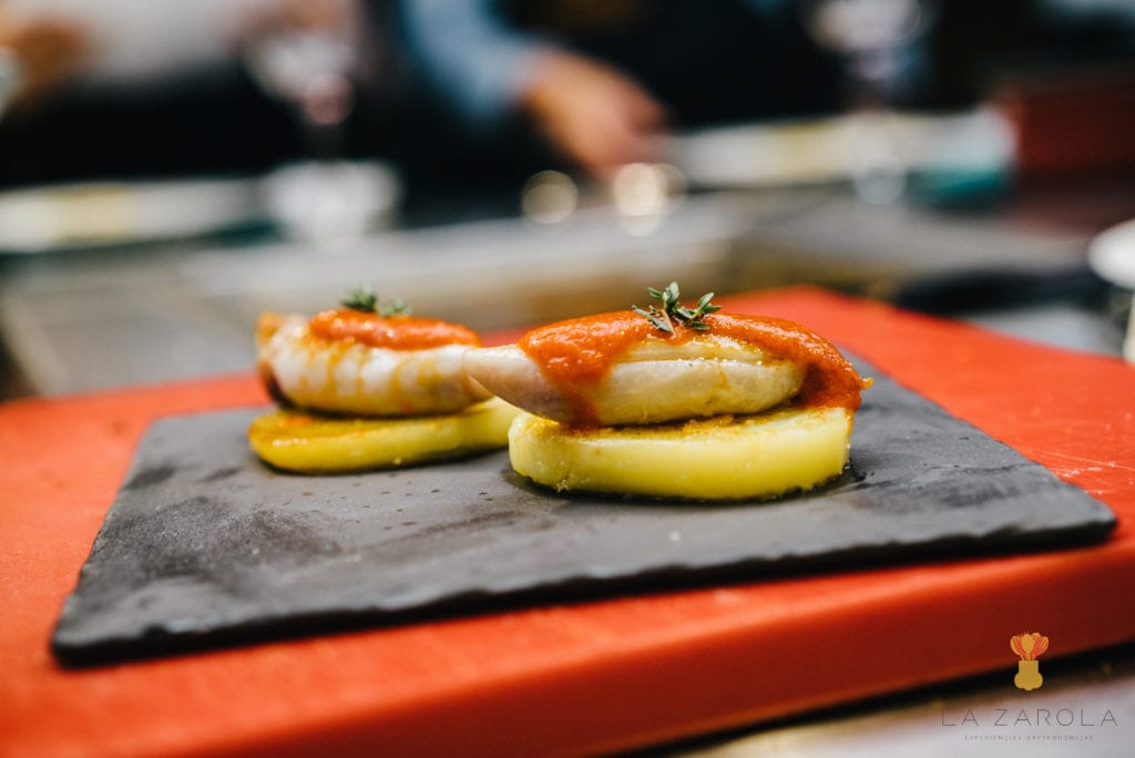 pintxo de txipirón con jamón serrano