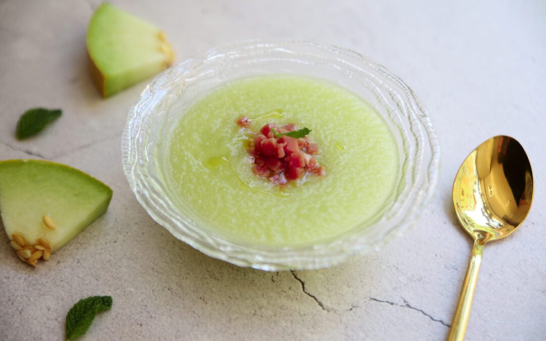 Receta:  Gazpacho de melón con jamón de Teruel