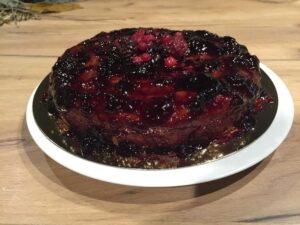 tarta de cerveza negra y frutos rojos