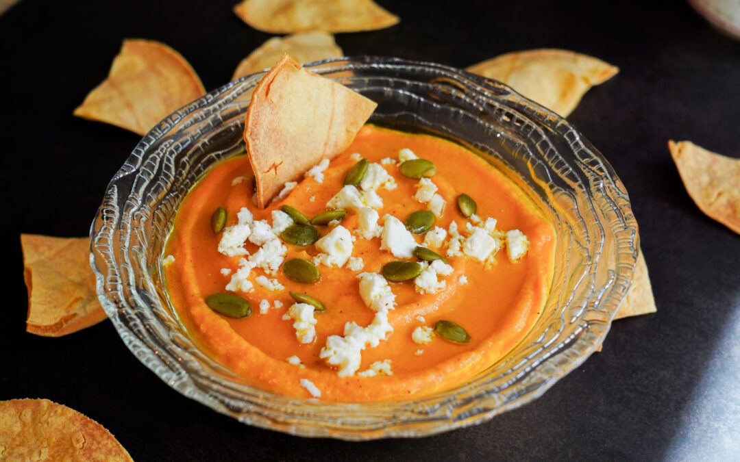 Crema de calabaza y feta para dipear