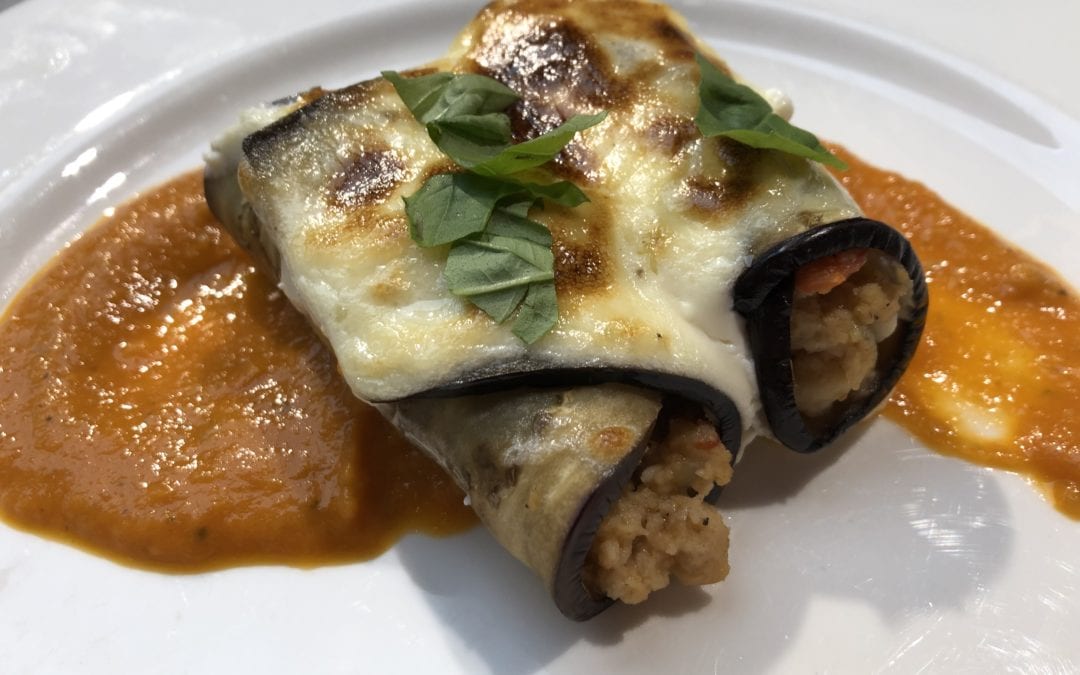 Receta de rollitos de berenjena rellenos