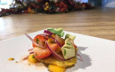 Receta de patacón con ceviche de fresas