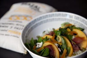 ensalada de arroz y melocotón Calanda