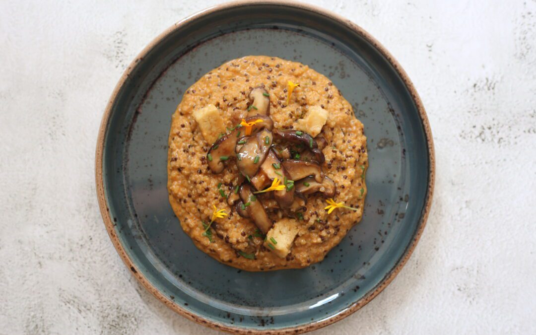 Receta: Quinoto de curry rojo, tofu y shitake