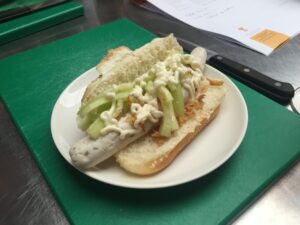 Hot dog casero de pavo