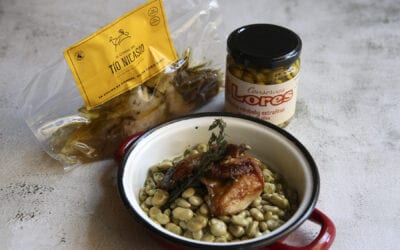 Receta: Habitas baby en aceite con codorniz escabechada